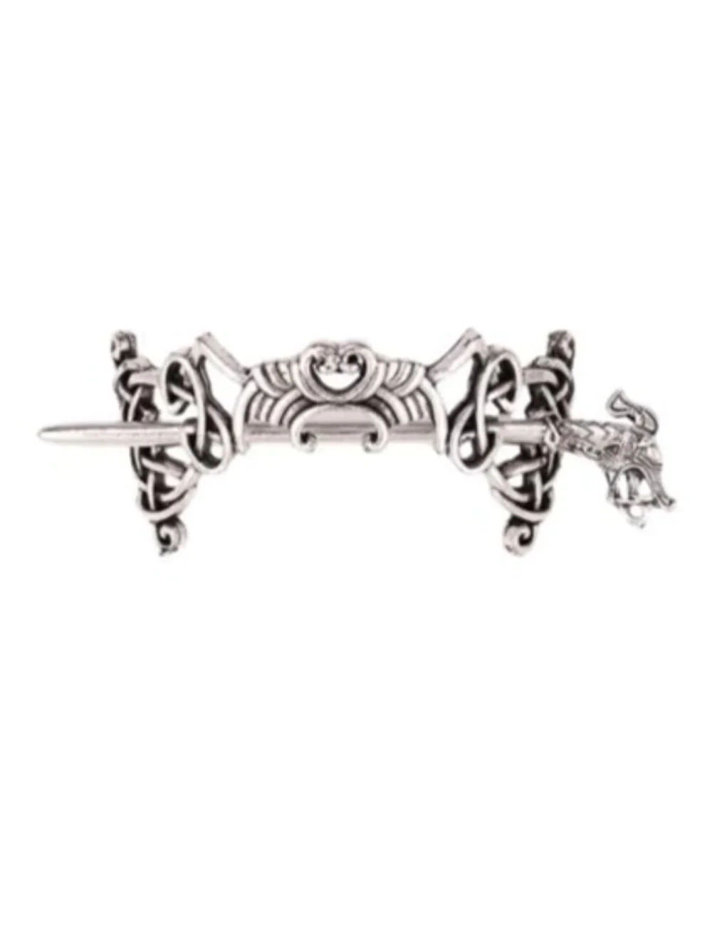 Viking-inspired Dragon Hair Pin Barrette with Celtic Knot Detailing